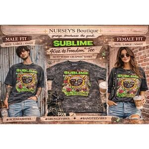 Sublime 40oz to Freedom Tee Acid Wash Graphic Band Shirt L